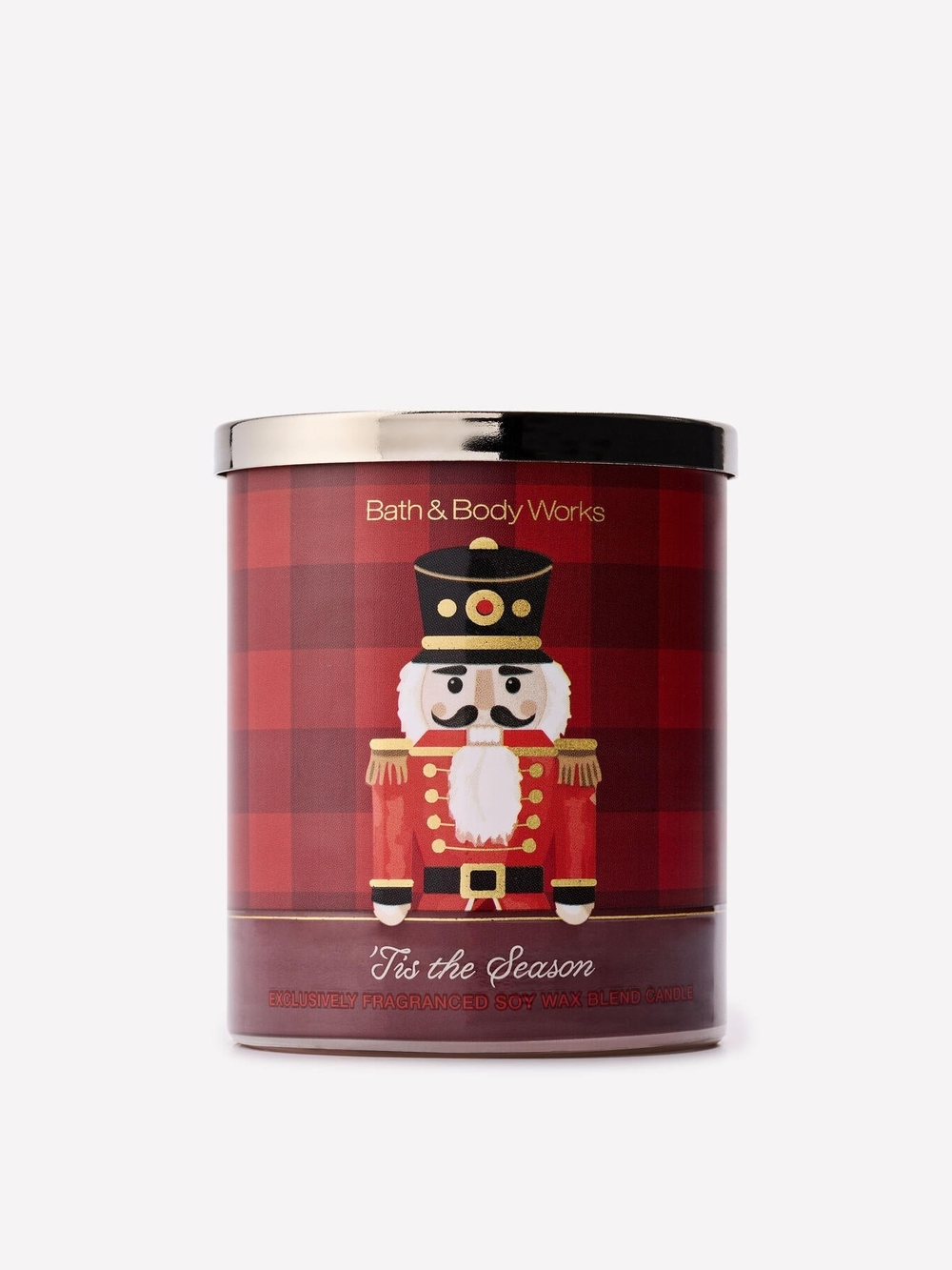 WHITE BARN 'Tis The Season Red Nutcracker Candle Jar with Bow Accent Lid